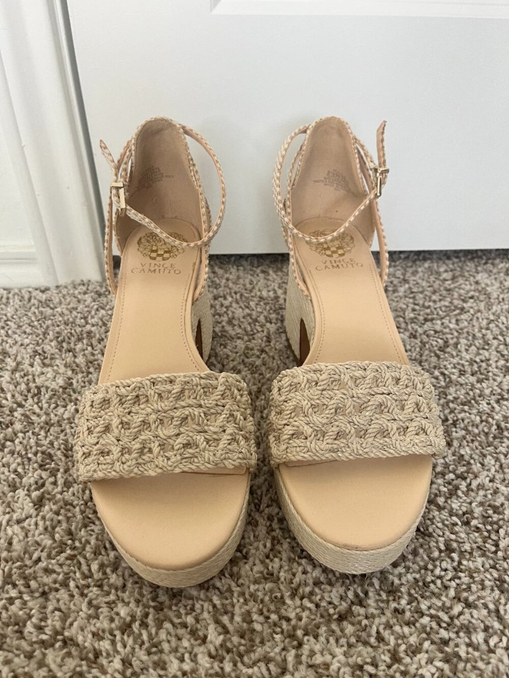 Vince Camuto Woven Block Heel Platform Sandals, Size 8.5